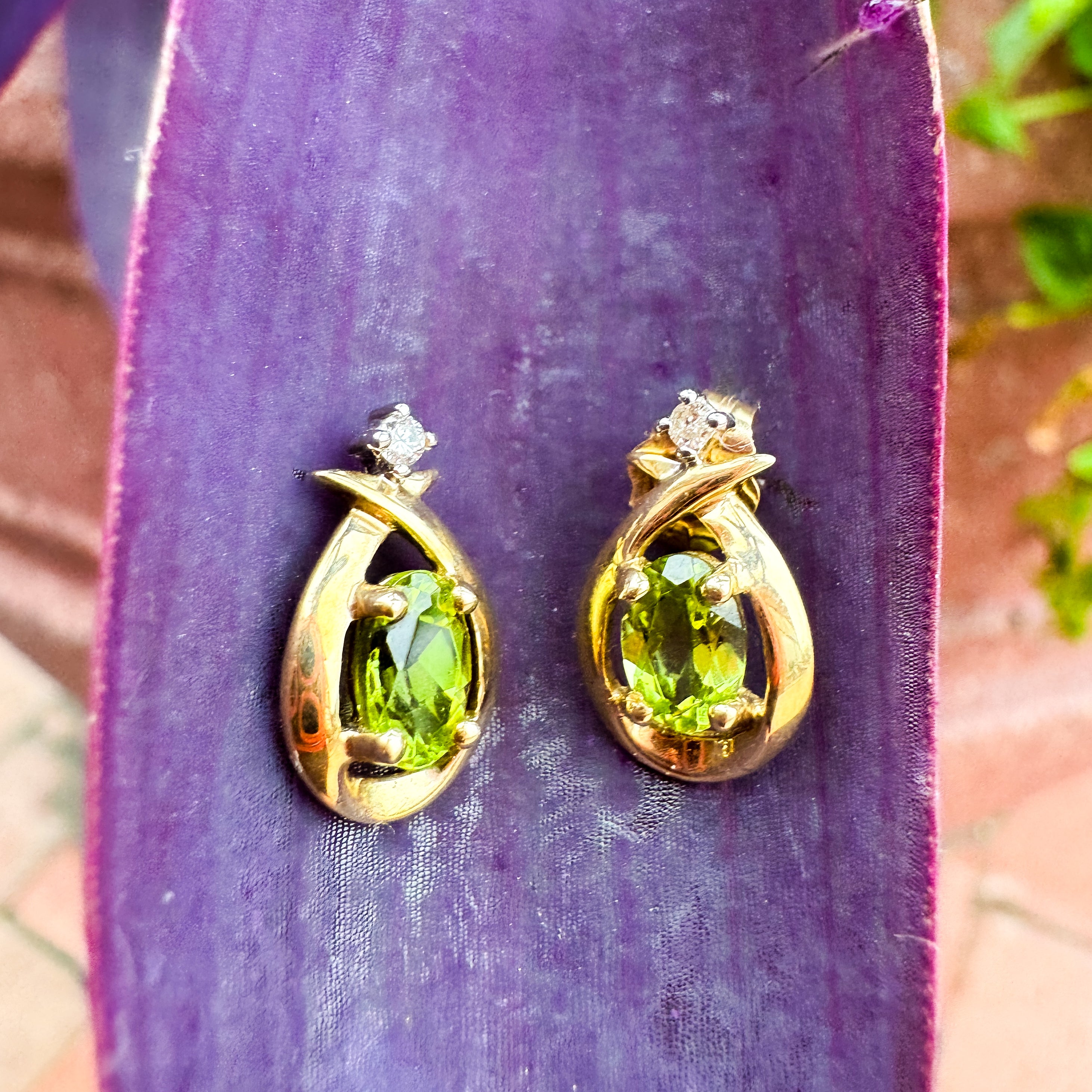 Oval Peridot Vintage Earrings