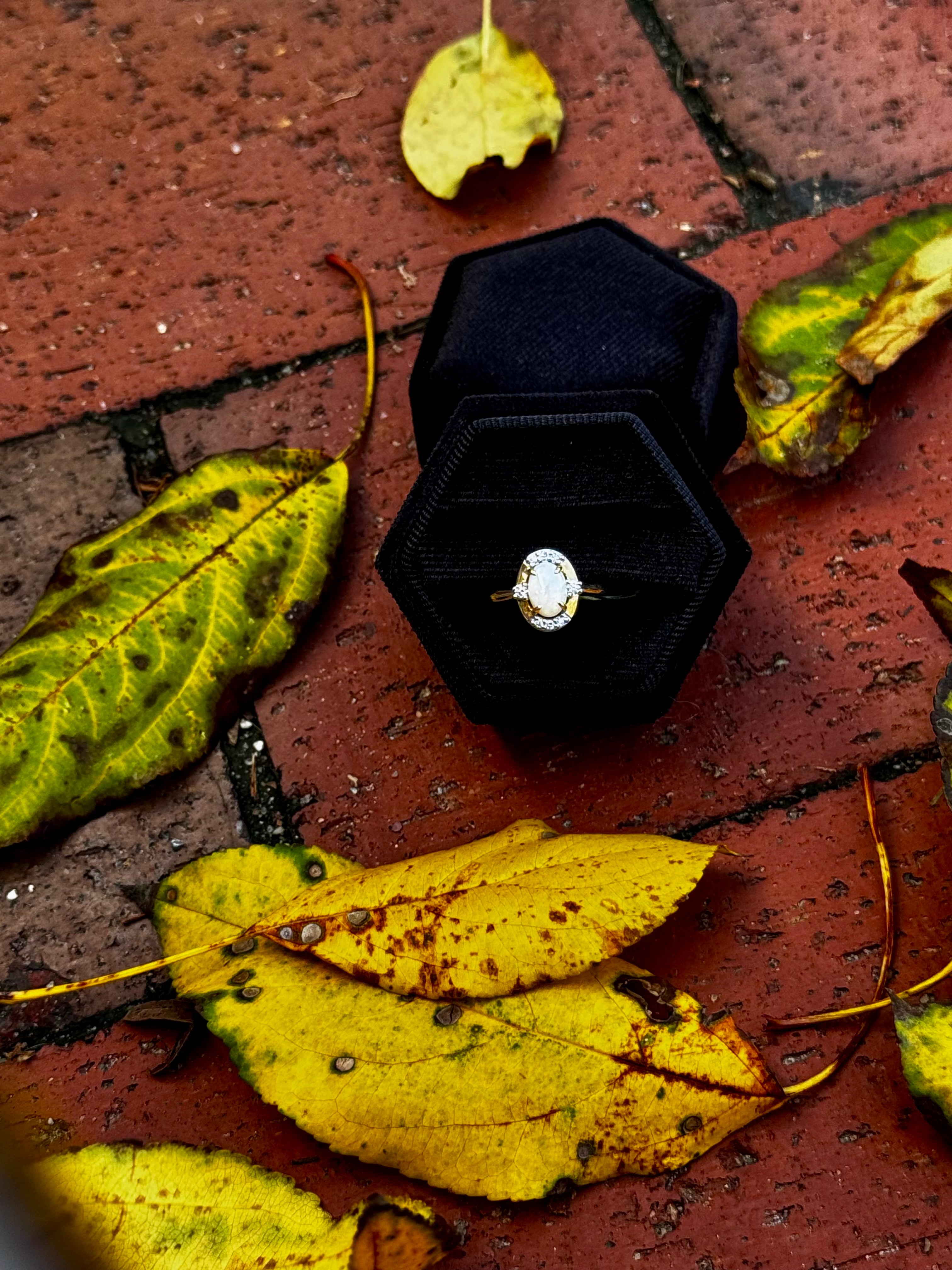 Partial Halo Opal Ring