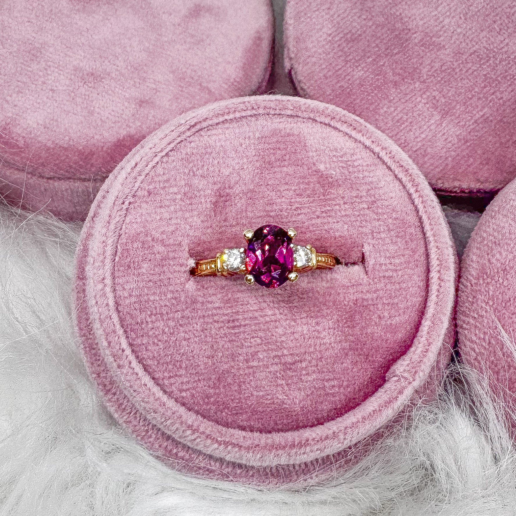 Garnet & Diamond Yellow Gold