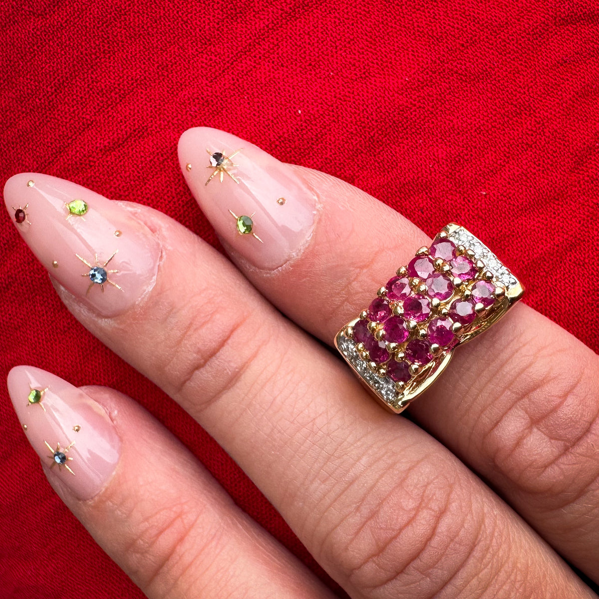 Created Ruby & Diamond Cluster Ring