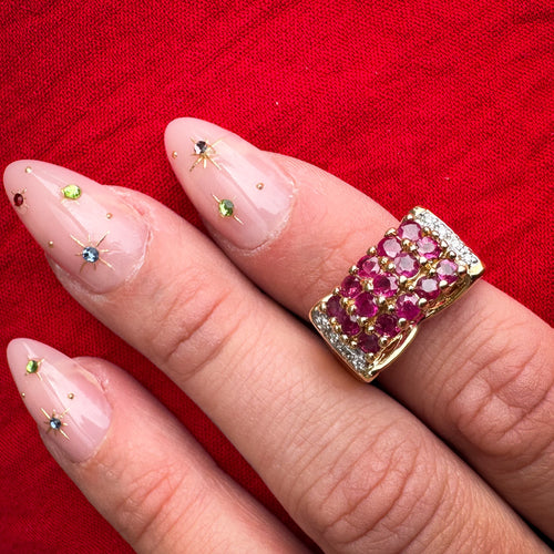 Created Ruby & Diamond Cluster Ring