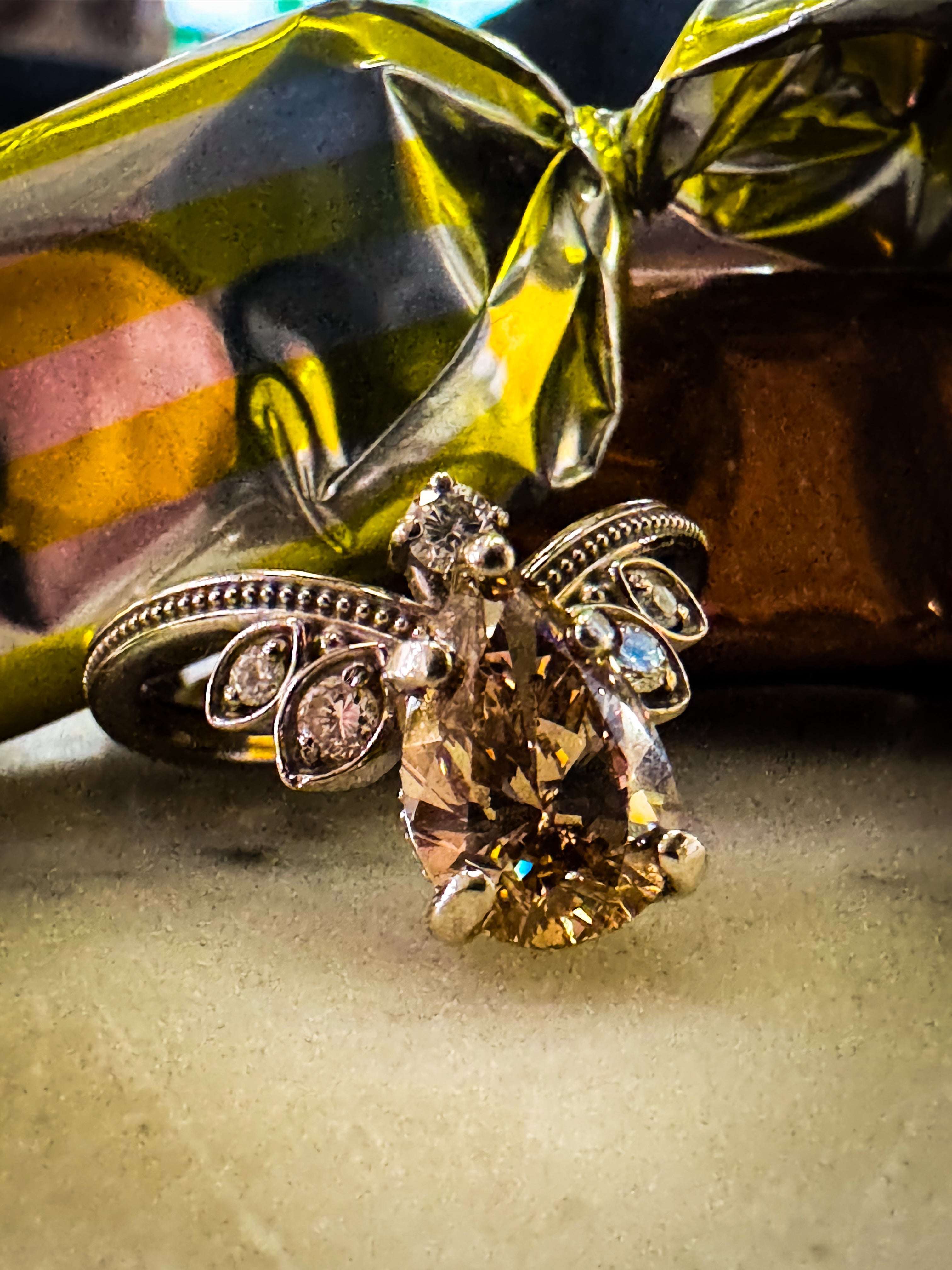 Pear Cut Chocolate Diamond Ring